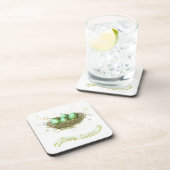 Vrolijk Pasen. - Vogelnest met kleurrijke eieren Drankjes Onderzetter (Rechterzijde)