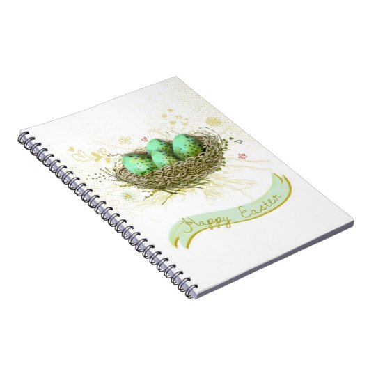 Vrolijk Pasen. - Vogelnest met kleurrijke eieren Notitieboek (Rechterzijde)