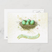 Vrolijk Pasen! - Vogels nestelen met kleurrijke ei Feestdagenkaart (Voorkant / Achterkant)