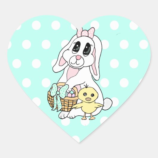 Vrolijk Pasen voor je Bunny en Chick Hart Sticker (Voorkant)