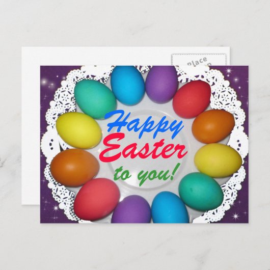 Vrolijk Pasen voor je! Rainbow Easter Feestdagenkaart (Voorkant / Achterkant)