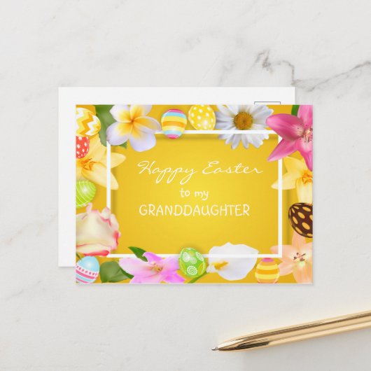 Vrolijk Pasen voor mijn kleindochter Briefkaart (Voorkant / Achterkant in situ)