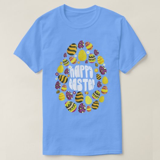 Vrolijk Pasen voor paaskleurige eieren Paasdag A T-shirt (Design voorkant)