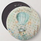 Vrolijk Pasen. Waterverf Bunny Ronde Button 6,0 Cm (Voorkant /achterkant)