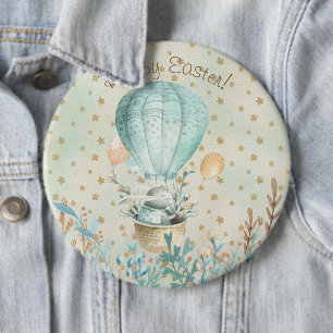 Vrolijk Pasen. Waterverf Bunny Ronde Button 6,0 Cm