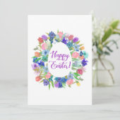 Vrolijk Pasen. Waterverf Flowers Egg Shape Feestdagenkaart (Staand voorkant)