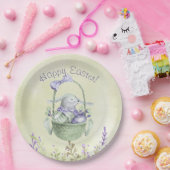 Vrolijk Pasen. Waterverf Lavender en Mint Green Papieren Bordje (Feest)