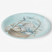 Vrolijk Pasen. Waterverf paasbunny Egg mandje Papieren Bordje (Gekanteld)