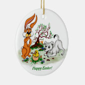 Vrolijk Pasen. Welpe, Küken, Hase Keramisch Ornament (Rechts)