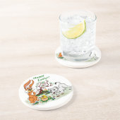 Vrolijk Pasen. Welpe, Küken, Hase Zandsteen Onderzetter (Zijkant)