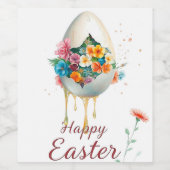 Vrolijk Pasen. Wijn Etiket (Enkel label)