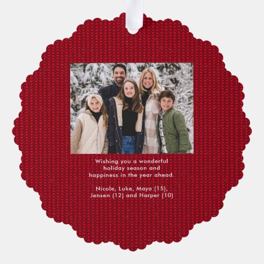 Vrolijk penseelscript twee foto rode kerst ornament kaart (Achterkant)