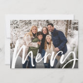 Vrolijk penseelscript vet foto kerst feestdagenkaart (Voorkant)