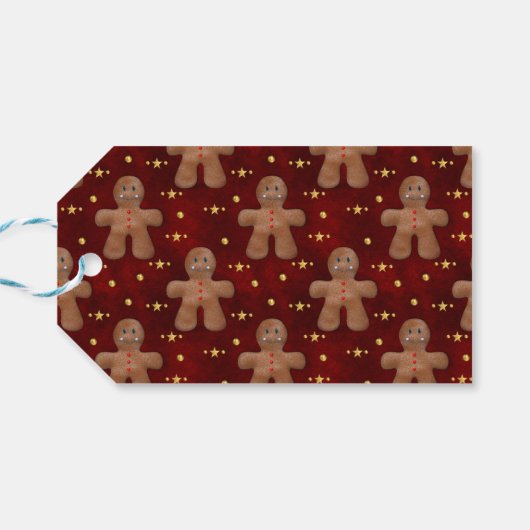 Vrolijk peperkoek Mannen en sterren Kerstmis Cadeaulabel (Achterkant Horizontaal)