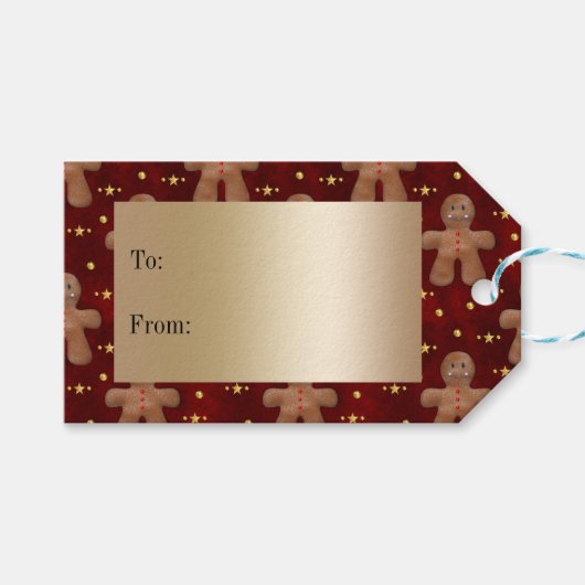 Vrolijk peperkoek Mannen en sterren Kerstmis Cadeaulabel (Voorkant (Horizontaal))