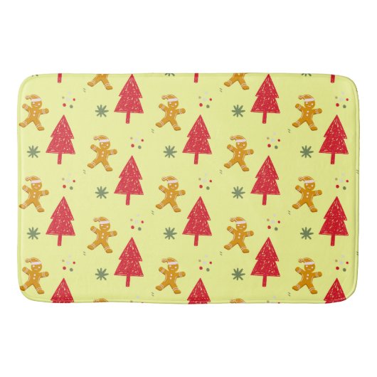 Vrolijk peperkoek santa Snowflake Xmas tree patte Badmat (Voorkant)