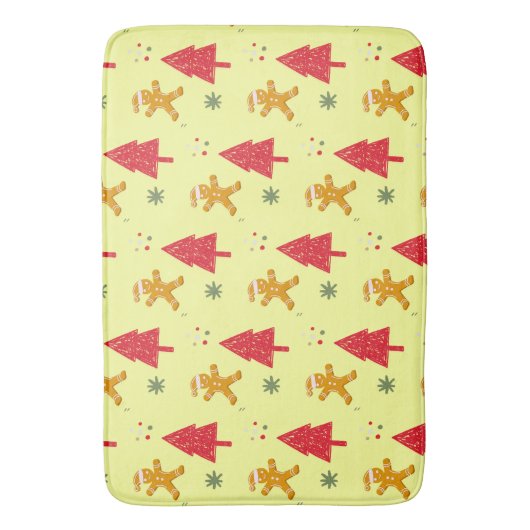 Vrolijk peperkoek santa Snowflake Xmas tree patte Badmat (Voorkant Verticaal)