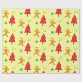 Vrolijk peperkoek santa Snowflake Xmas tree patte Cadeaupapier (Vlak)