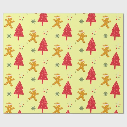 Vrolijk peperkoek santa Snowflake Xmas tree patte Cadeaupapier (Vlak)