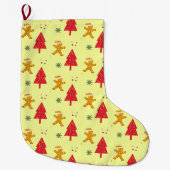Vrolijk peperkoek santa Snowflake Xmas tree patte Grote Kerstsok (Voorkant)