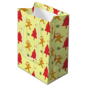 Vrolijk peperkoek santa Snowflake Xmas tree patte Medium Cadeauzakje (Voorkant Gekanteld)