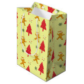 Vrolijk peperkoek santa Snowflake Xmas tree patte Medium Cadeauzakje (Achterkant Gekanteld)
