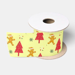 Vrolijk peperkoek santa Snowflake Xmas tree patte Satijnen Lint
