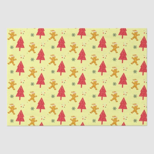 Vrolijk peperkoek santa Snowflake Xmas tree patte Tissuepapier (Voorkant)