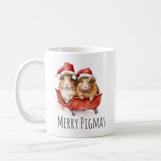 Vrolijk Pigmas Kerstmis Guinee Pig Koffie Koffiemok (Links)