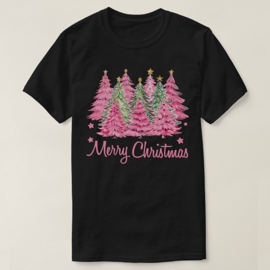 Vrolijk Pinkmas Roze Kerstboom Grappig Vrolijk Ker T-shirt (Design voorkant)
