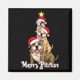 Vrolijk Pitmas Pitbull Kerst Thema Voor Feestelijk Magneet