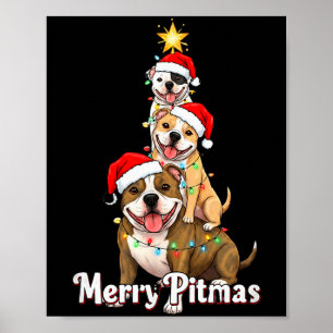Vrolijk Pitmas Pitbull Kerst Thema Voor Feestelijk Poster