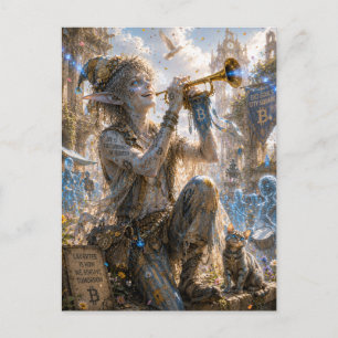 Vrolijk Plezier / Pijpblazer / Stadplein Briefkaart