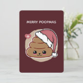 Vrolijk Poopmas Kawaii Kerst Feestdagenkaart (Staand voorkant)
