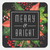 Vrolijk prettige feestdag met kerst vierkante sticker (Voorkant)