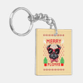 Vrolijk Pugmas! Button Sleutelhanger (Voorkant Links)