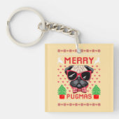 Vrolijk Pugmas! Button Sleutelhanger (Voorkant)