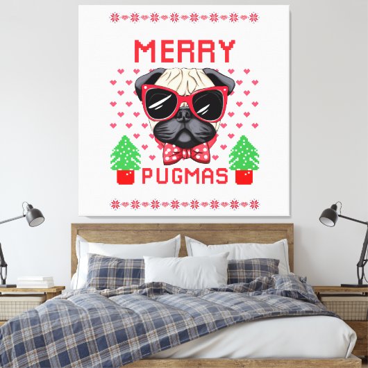 Vrolijk Pugmas! canvas afdruk (Insitu (Slaapkamer))