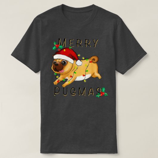 Vrolijk Pugmas Kerst Schattige Pug Lover Meisje Jo T-shirt (Design voorkant)