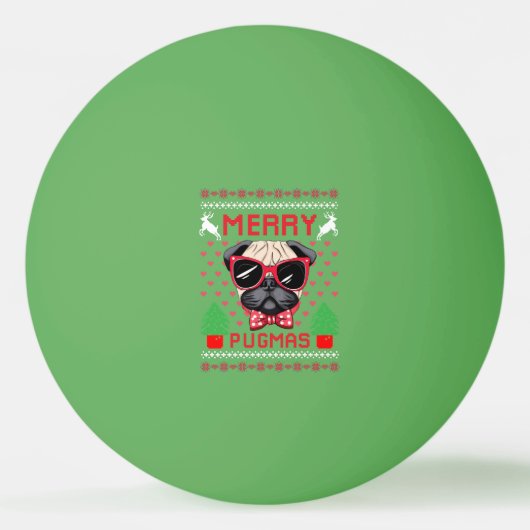 Vrolijk Pugmas! ping pong ballen (Voorkant)