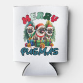 Vrolijk Pugmas Vrolijk Kerstfeest Blikjeskoeler (Voorkant)