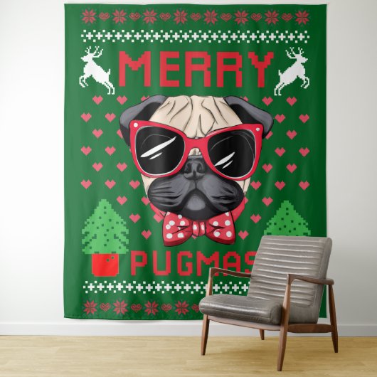 Vrolijk Pugmas! Wandkleed (In situ)