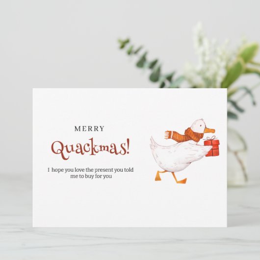 Vrolijk Quackmas! Grappige eendenkerst Kaart, mini Feestdagenkaart (Staand voorkant)