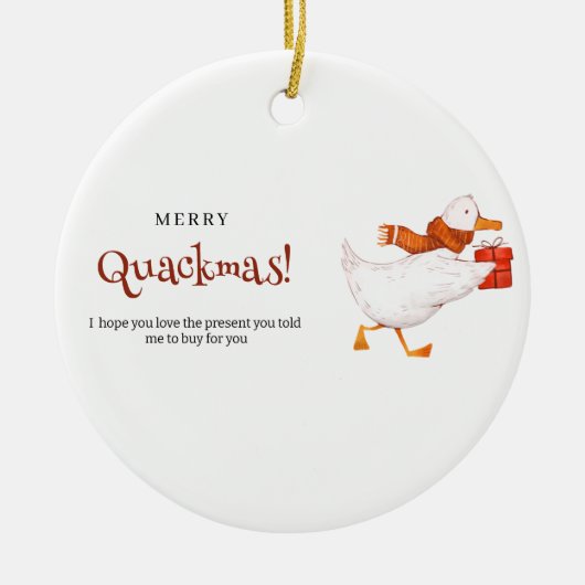Vrolijk Quackmas! Grappige eendenkerst Kaart, mini Keramisch Ornament (Voorkant)