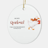 Vrolijk Quackmas! Grappige eendenkerst Kaart, mini Keramisch Ornament (Links)