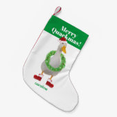 Vrolijk Quackmas wit Santa Duck Kleine Kerstsok (Voorkant (Hangend))