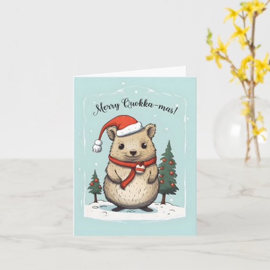 Vrolijk Quokka-mas - Kerstmis Kaart (Gele Bloem)