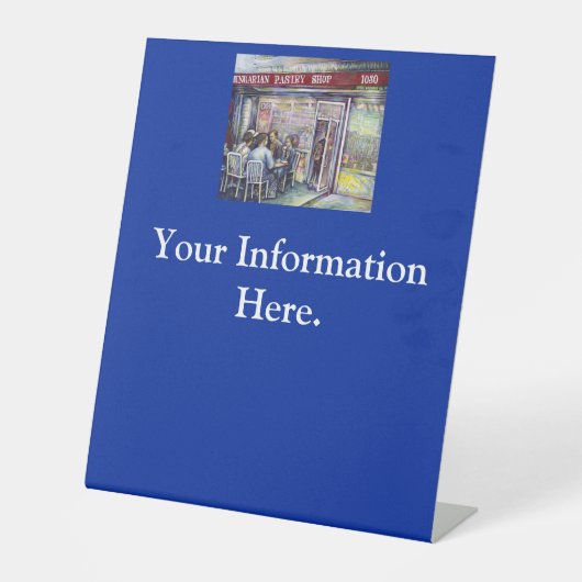 vrolijk reclamebord met voetstuk (Voorkant)