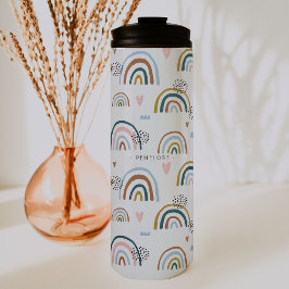 Vrolijk Regenboogpatroon | Monogram Tumbler Thermosbeker