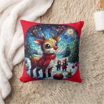 Vrolijk rendier in het winterwonderland met vriend